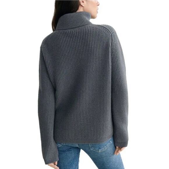 NWT! Jenni Kayne XS Oversized 100% Cashmere $695 Turtleneck Sweater Gray Storm - Picture 3 of 12